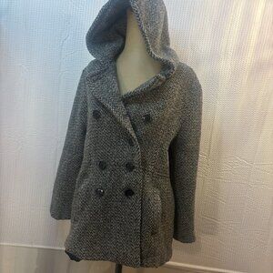 Women's Gray Hooded Peacoat